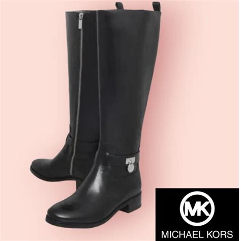 michael kors black leather riding boots|michael kors ryan leather boot.